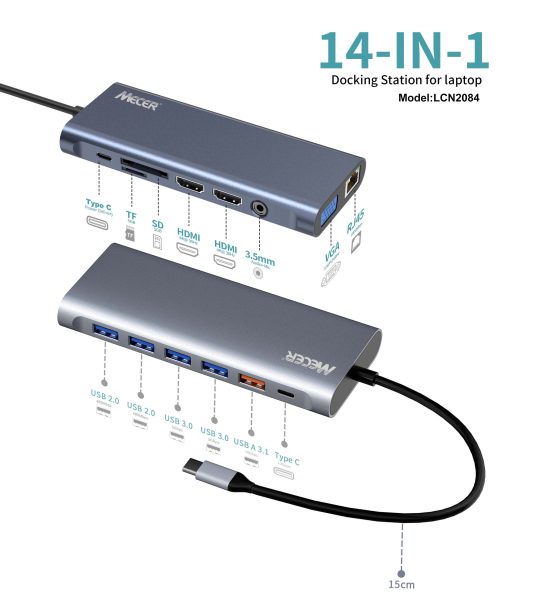 Mecer 14 in1 Type C Universal Docking Station W Laptop