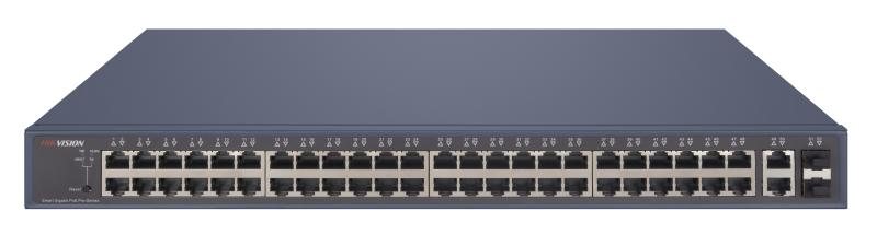 Hikvision L2 Smart Managed 48 Gigabit PoE ports 2 Gigabit RJ45 2 Gigabit SFP uplink ports 802.3af