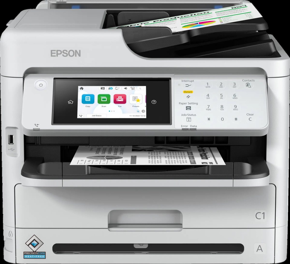 Epson 34 ppm Mono A4 Print Scan Copy Fax USB Wired Wireless Wi-Fi Direct Full Duplex incl initialisation ink bags only